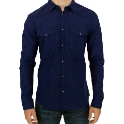 Blue checkered cotton shirt