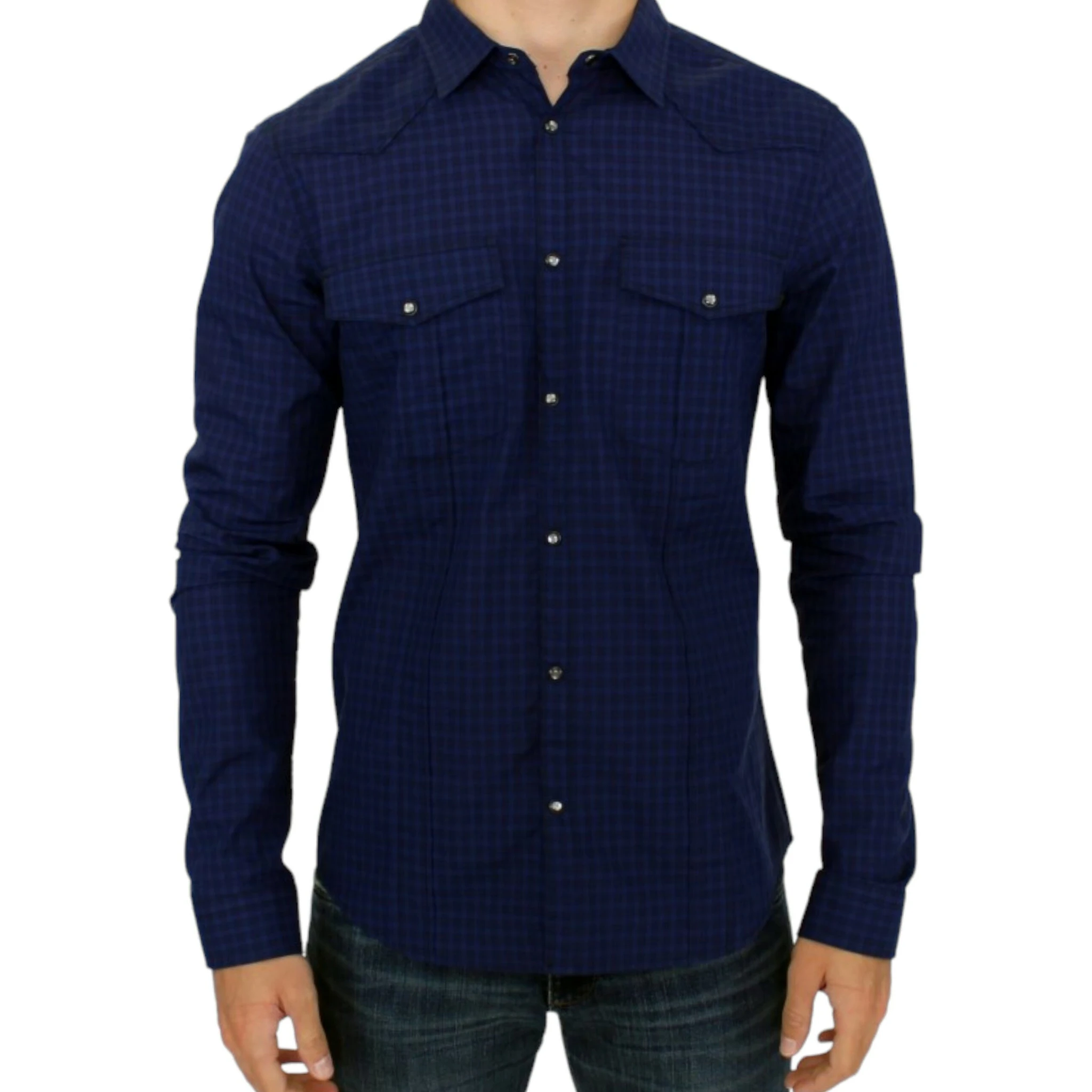 Blue checkered cotton shirt