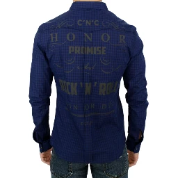 Blue checkered cotton shirt