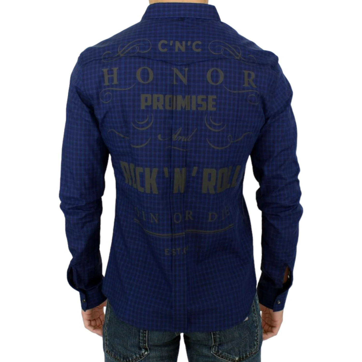 Blue checkered cotton shirt