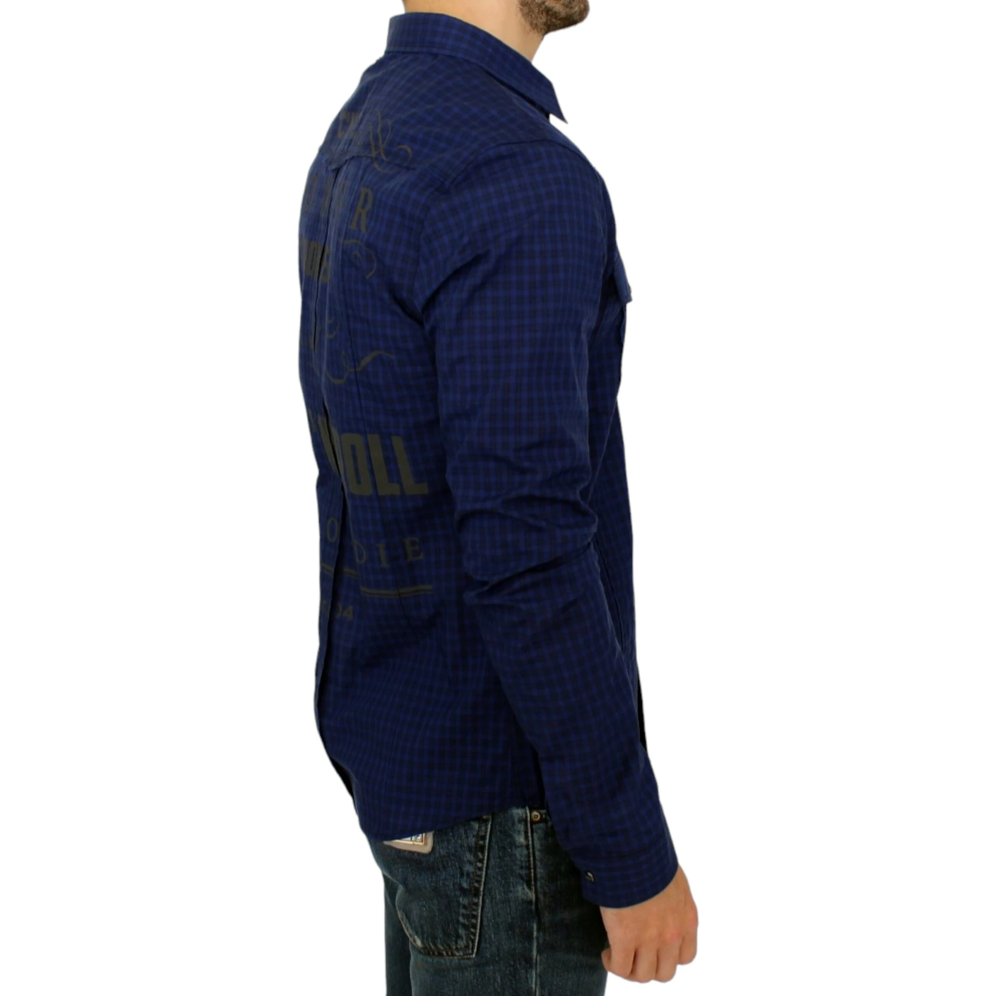 Blue checkered cotton shirt
