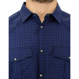 Blue checkered cotton shirt