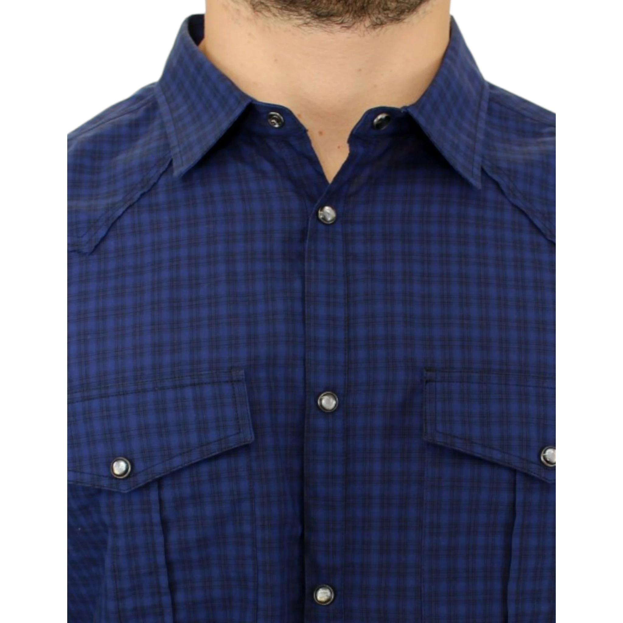 Blue checkered cotton shirt