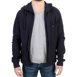 Blue hooded cotton sweater