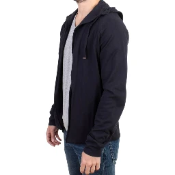 Blue hooded cotton sweater