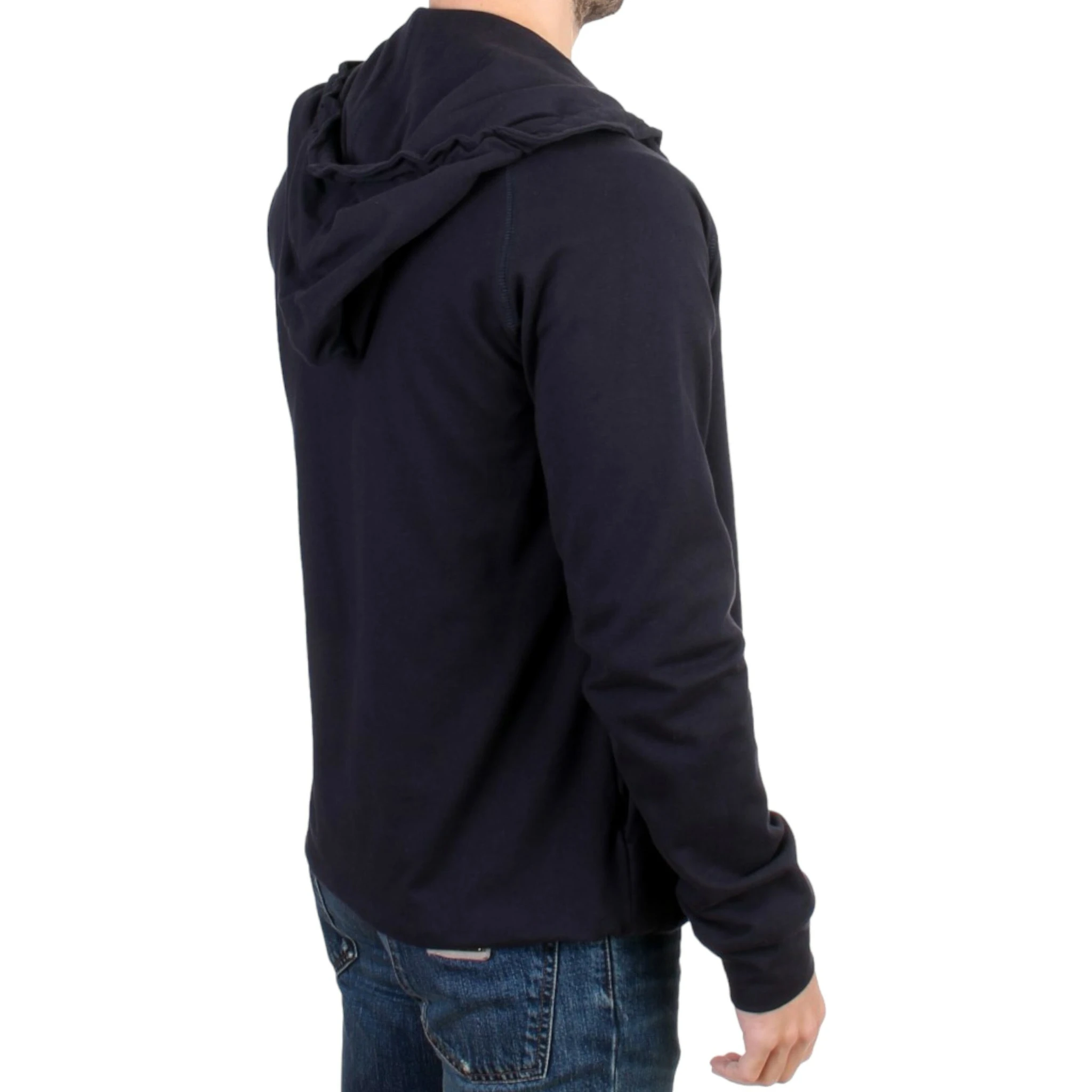 Blue hooded cotton sweater