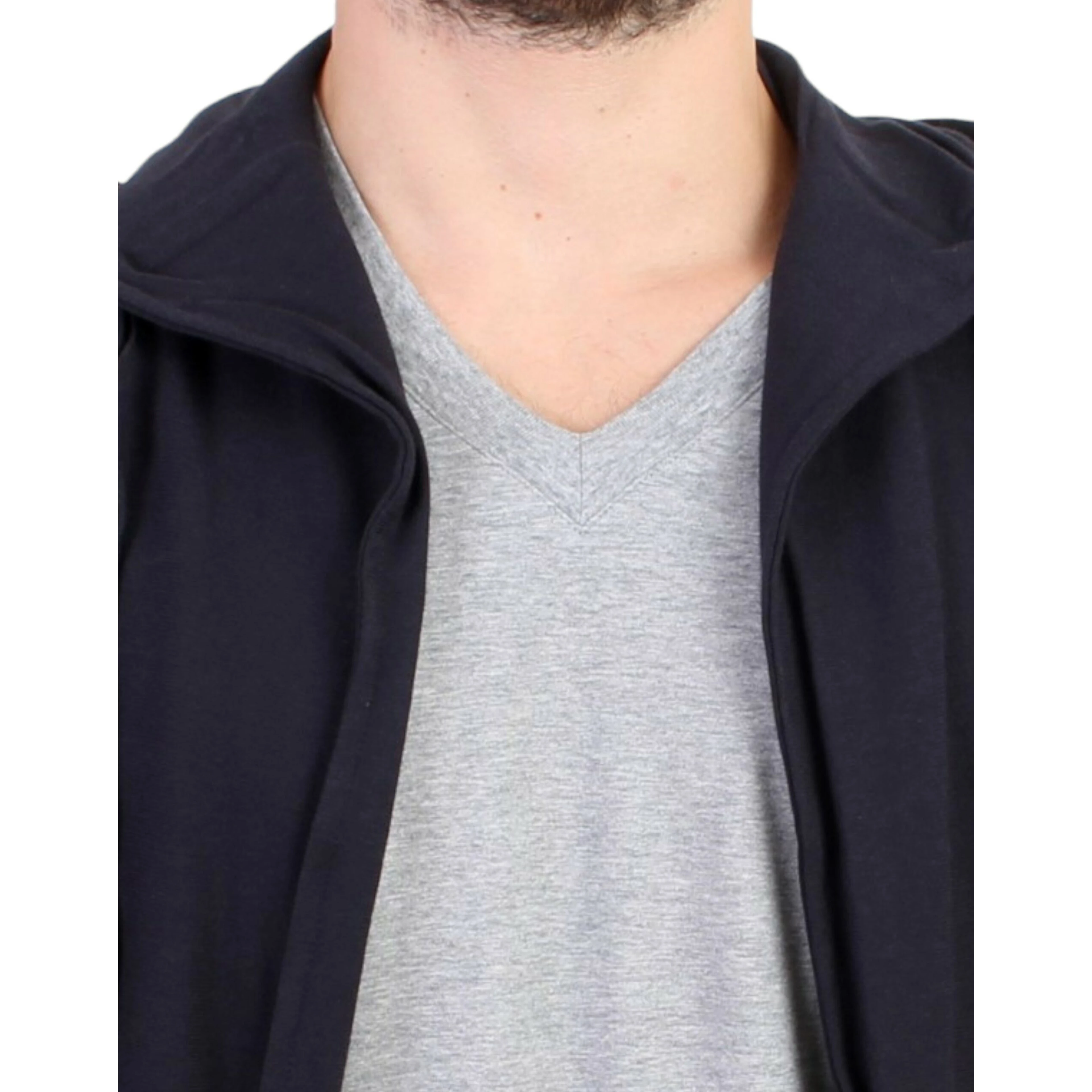 Blue hooded cotton sweater