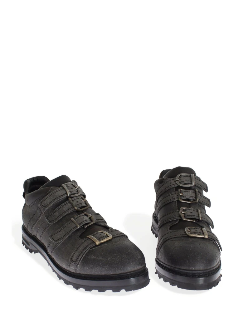 Gray Leather Ankle Strap Shoes Boots alternative