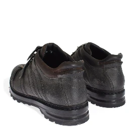 Gray Leather Ankle Strap Shoes Boots