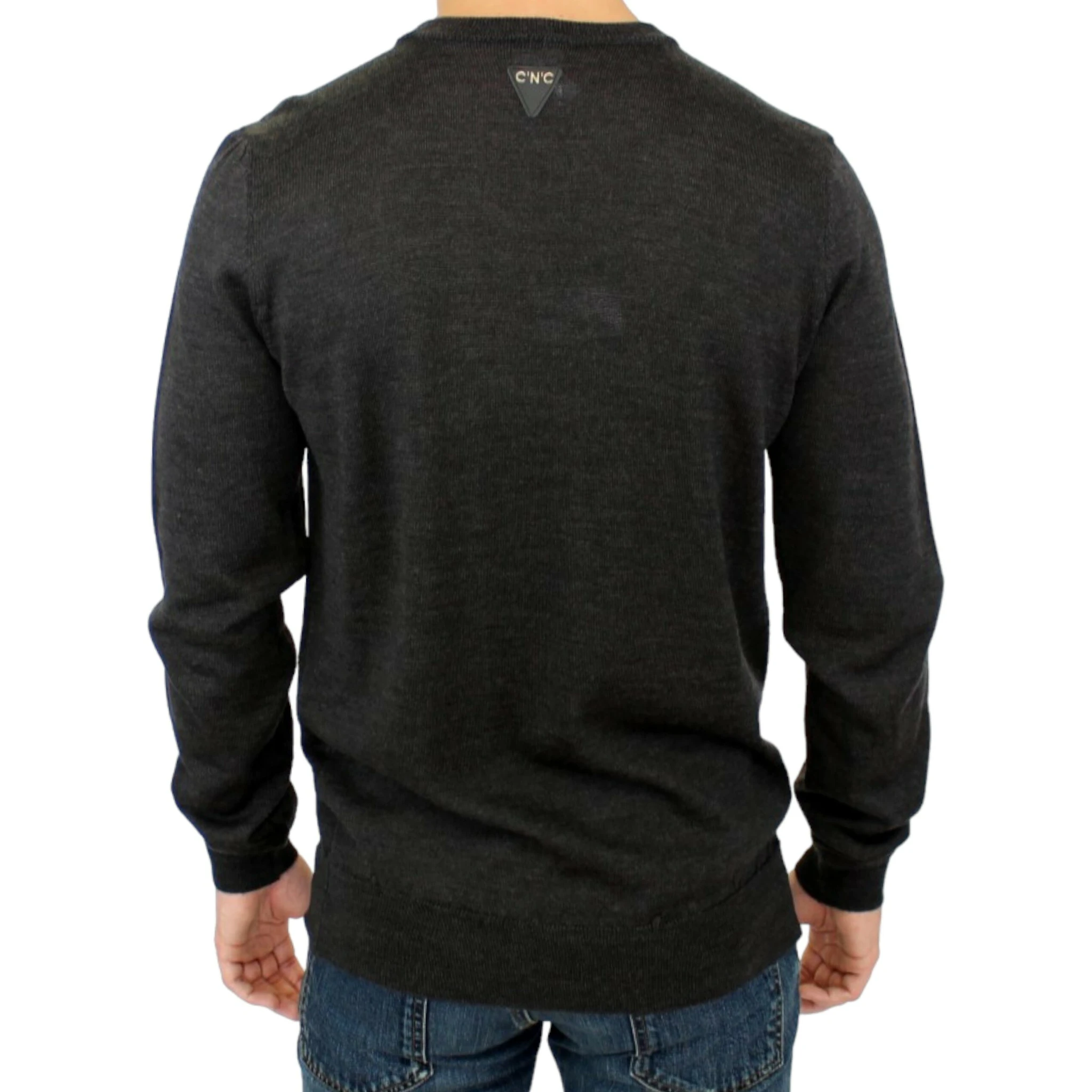 Gray crewneck pullover sweater