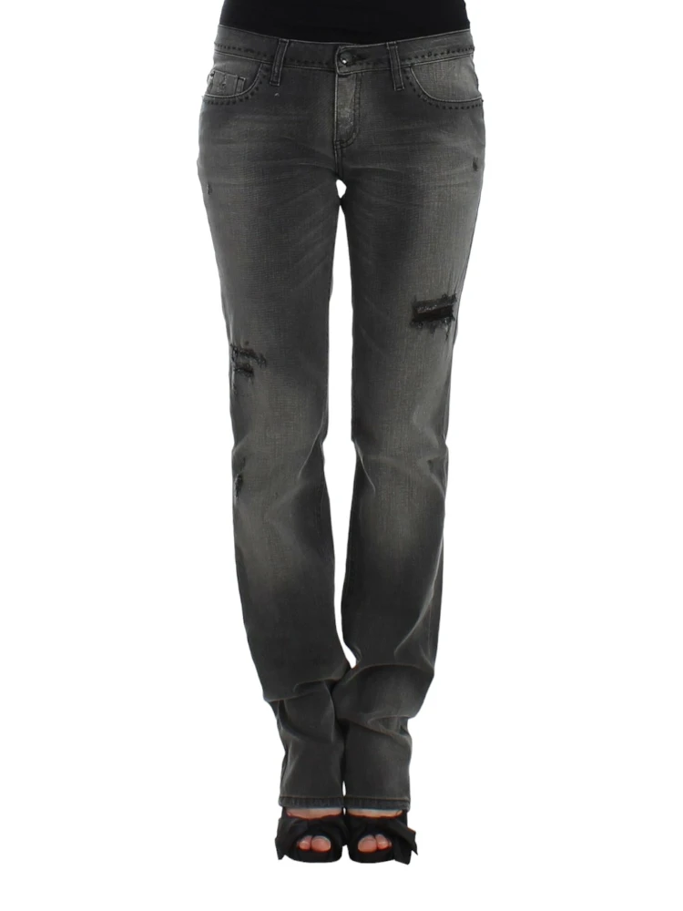 Gray straight leg jeans