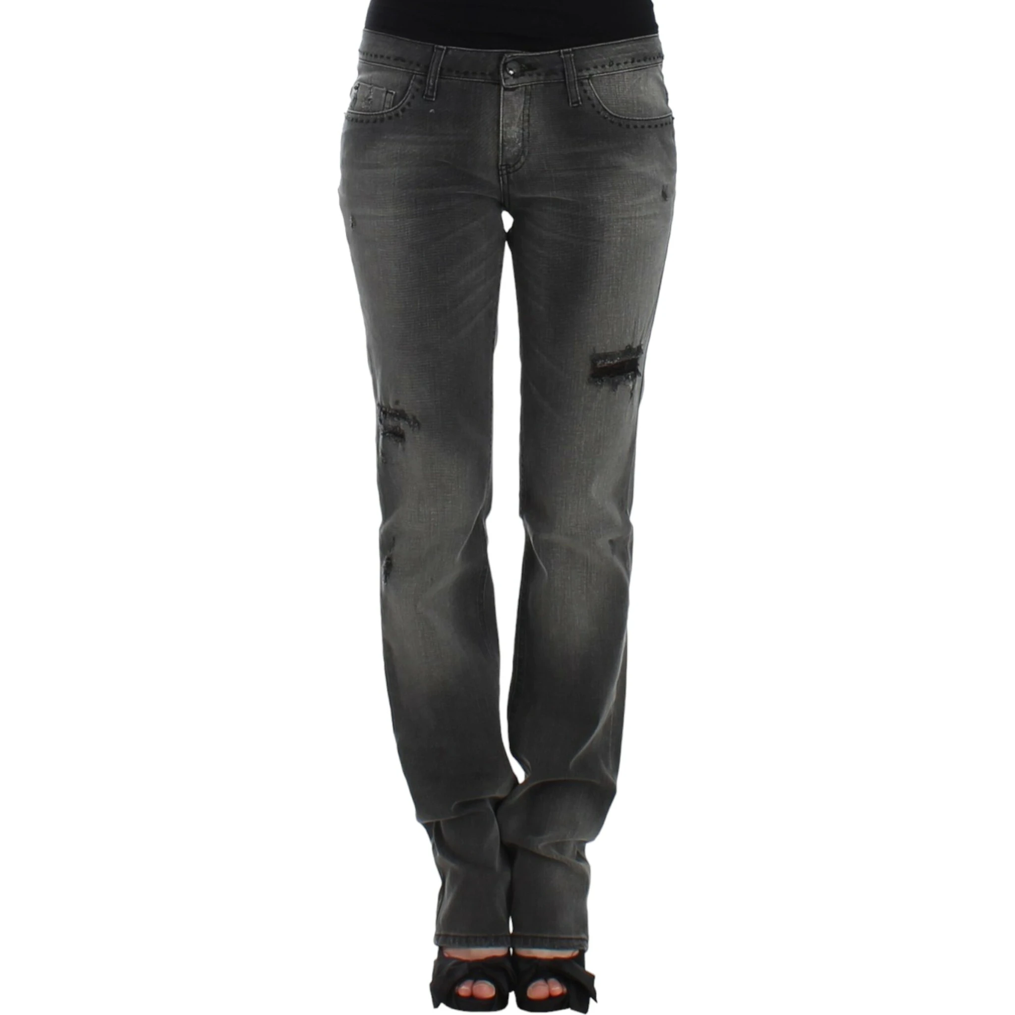 Gray straight leg jeans