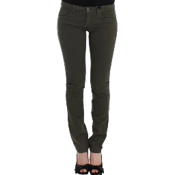 Green slim leg jeans