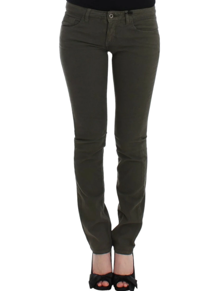 Green slim leg jeans