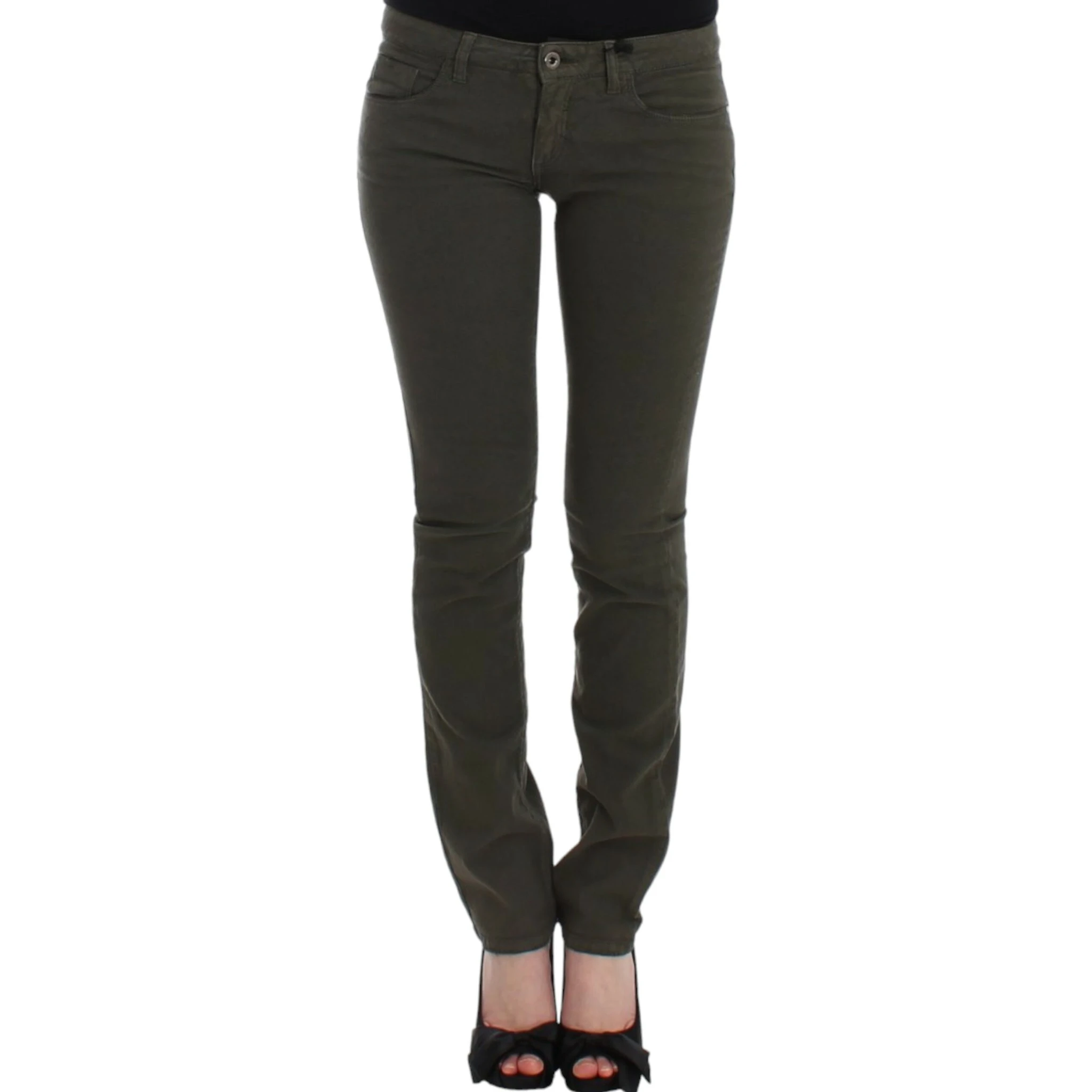 Green slim leg jeans
