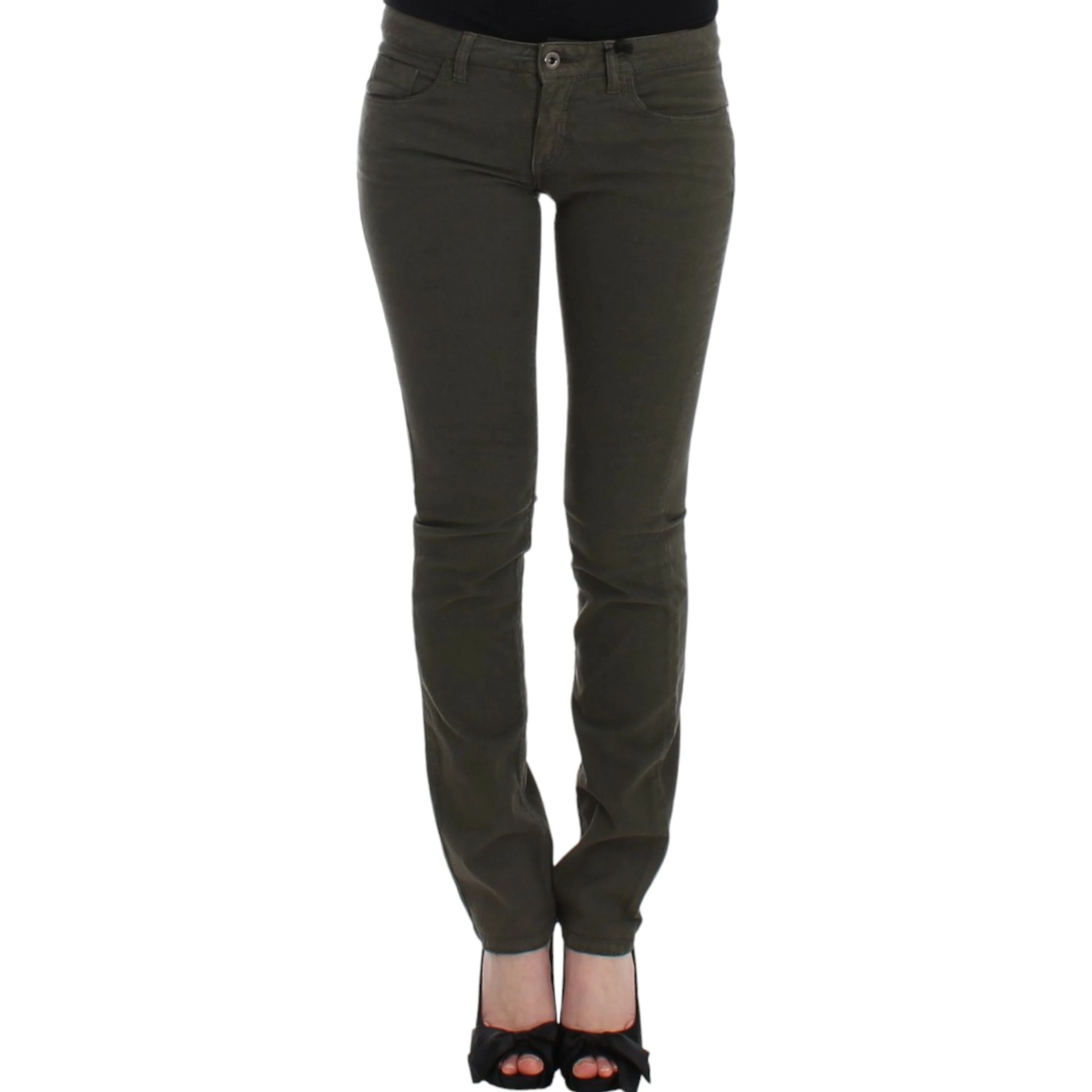 Green slim leg jeans