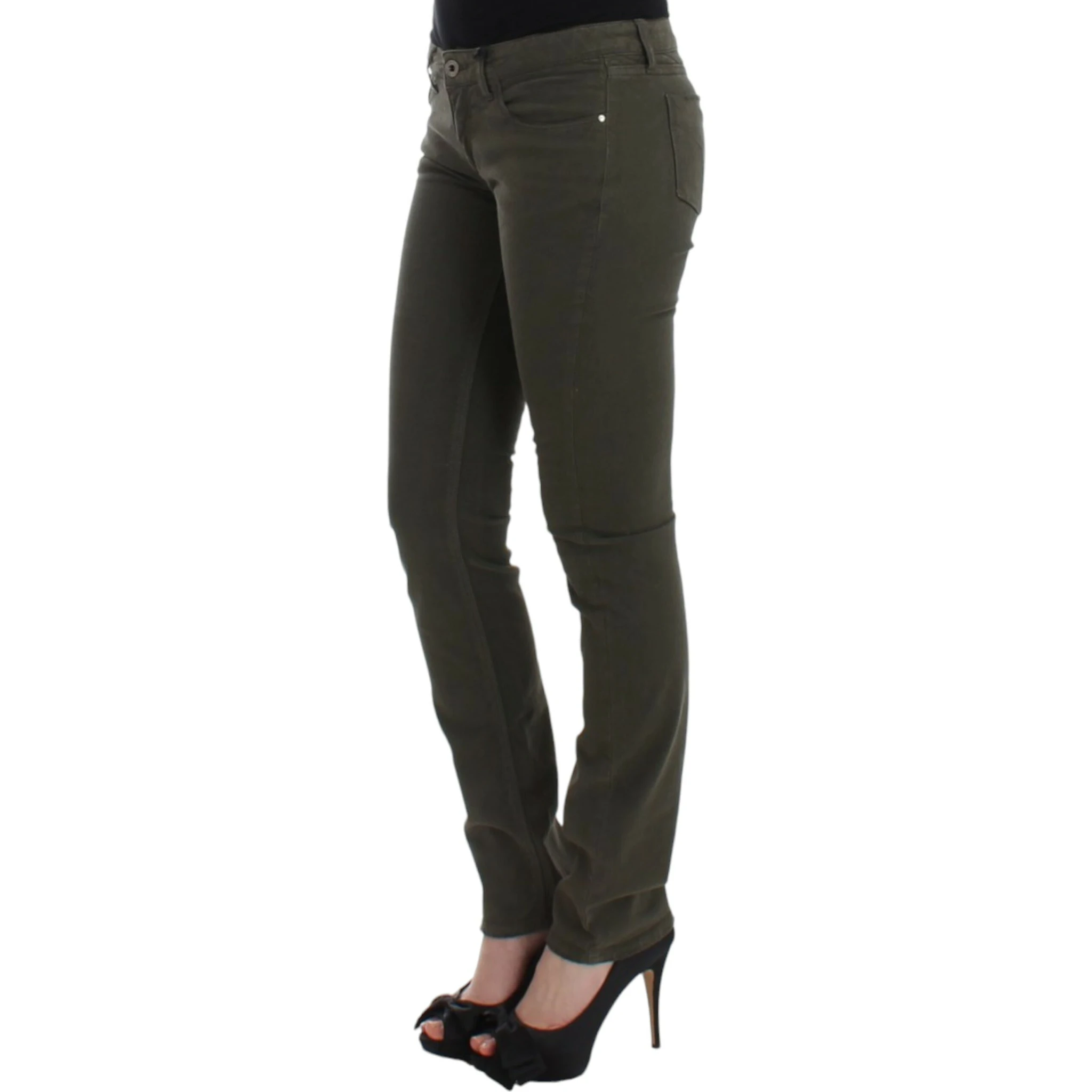 Green slim leg jeans