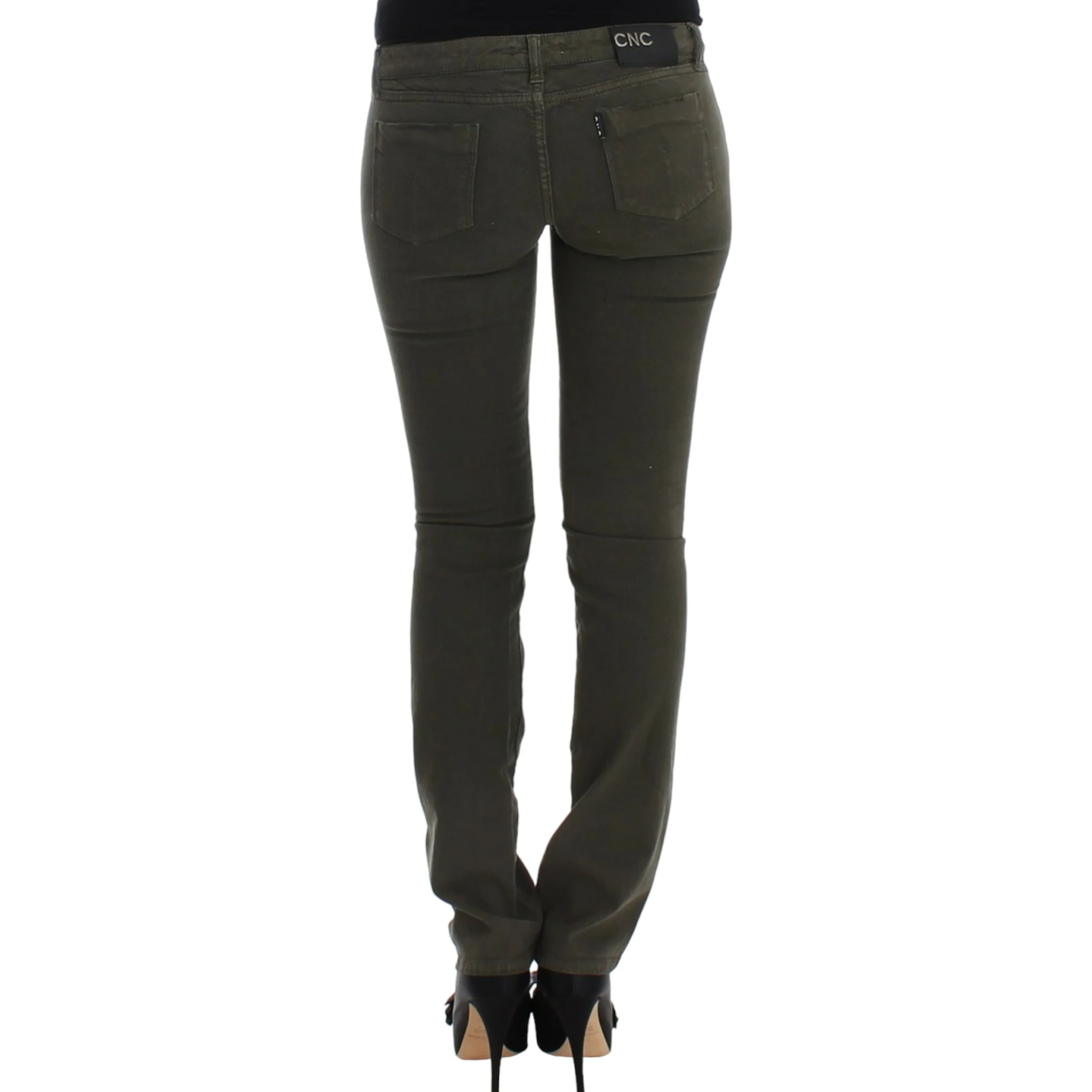 Green slim leg jeans