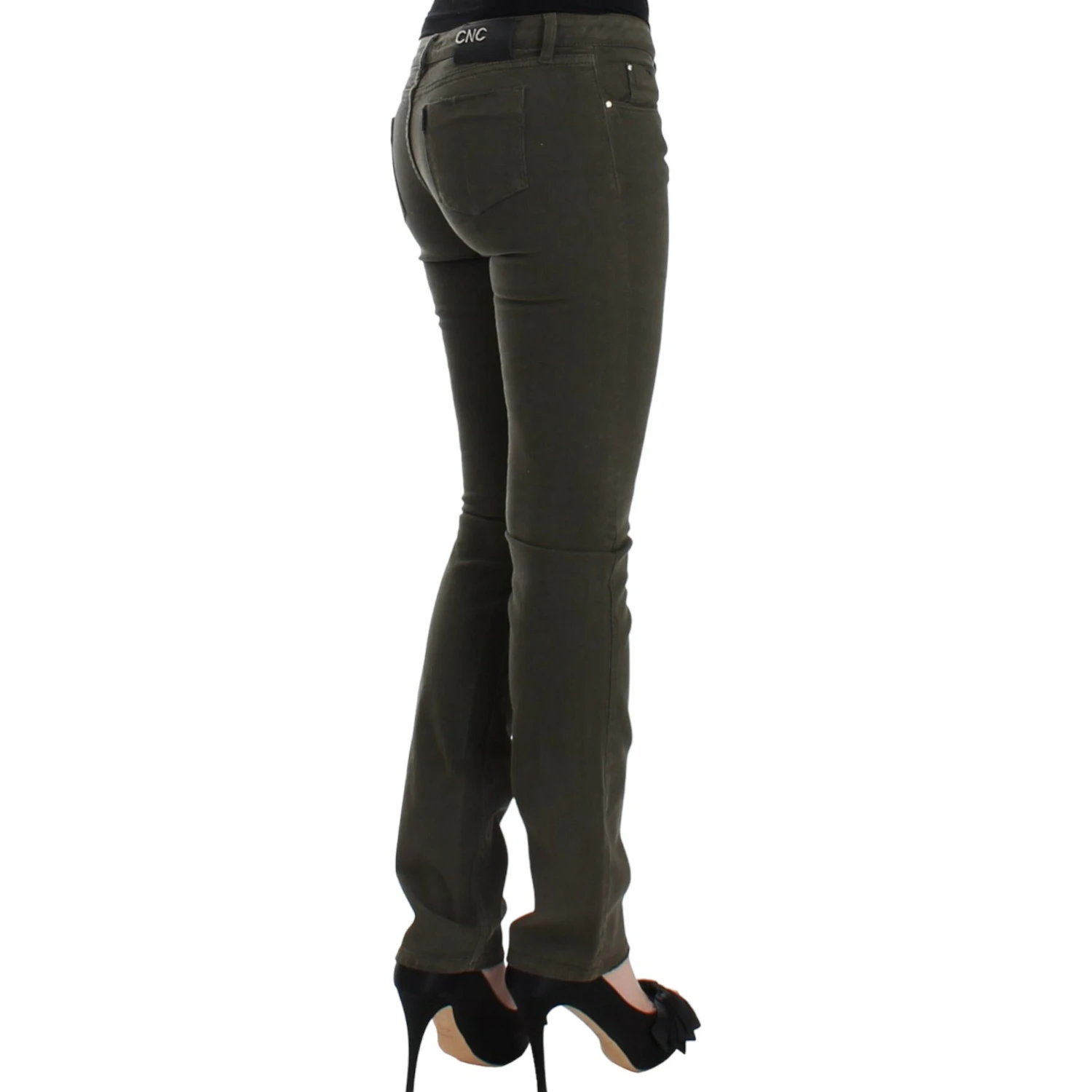 Green slim leg jeans