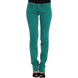 Green straight leg jeans