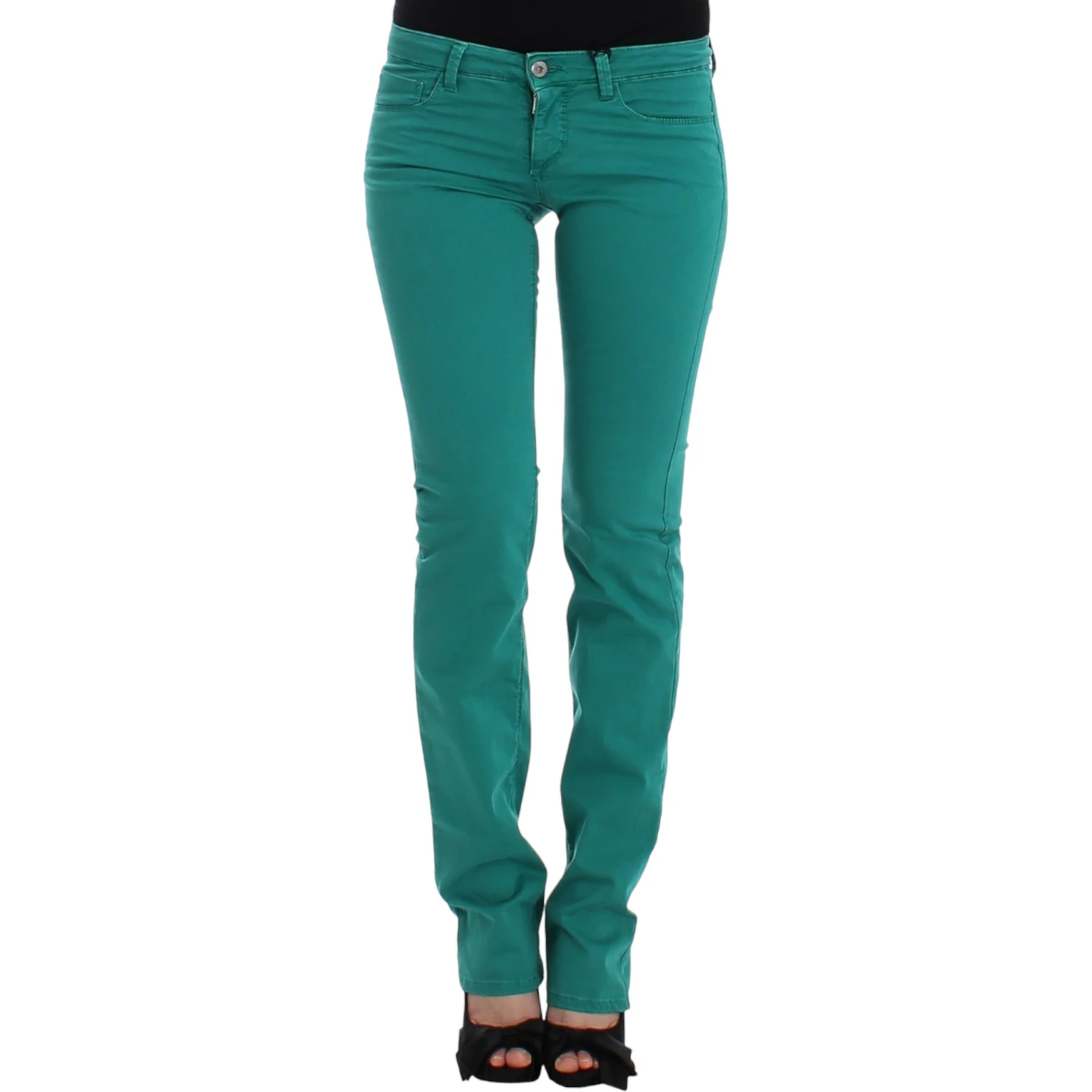 Green straight leg jeans