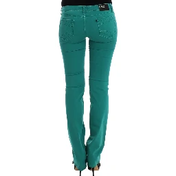 Green straight leg jeans