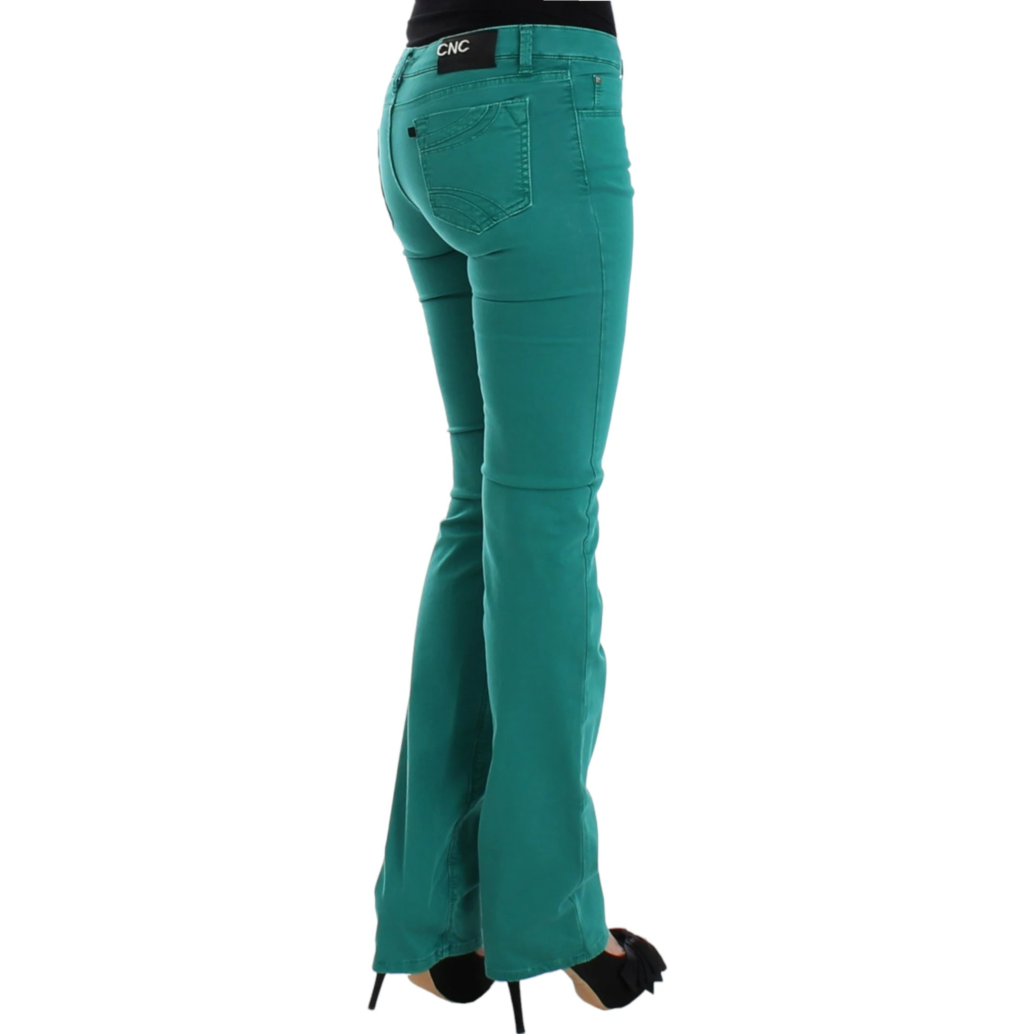 Green straight leg jeans