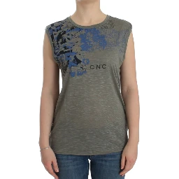 Gray print sleeveless t-shirt