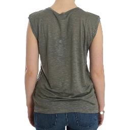 Gray print sleeveless t-shirt
