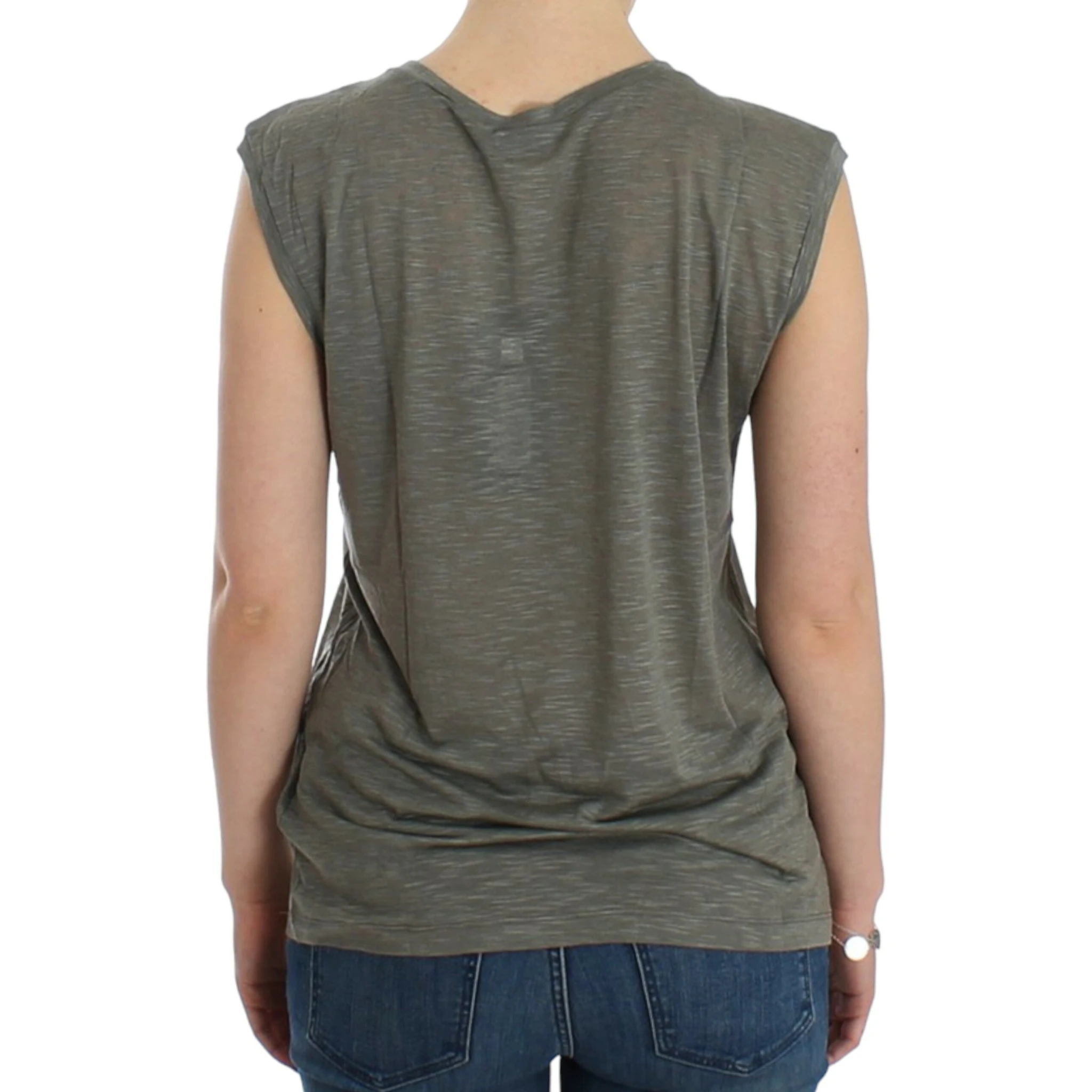 Gray print sleeveless t-shirt