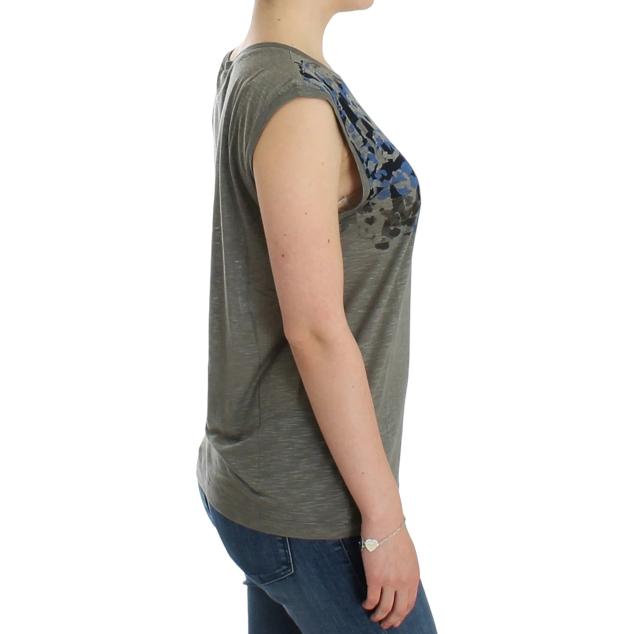 Gray print sleeveless t-shirt