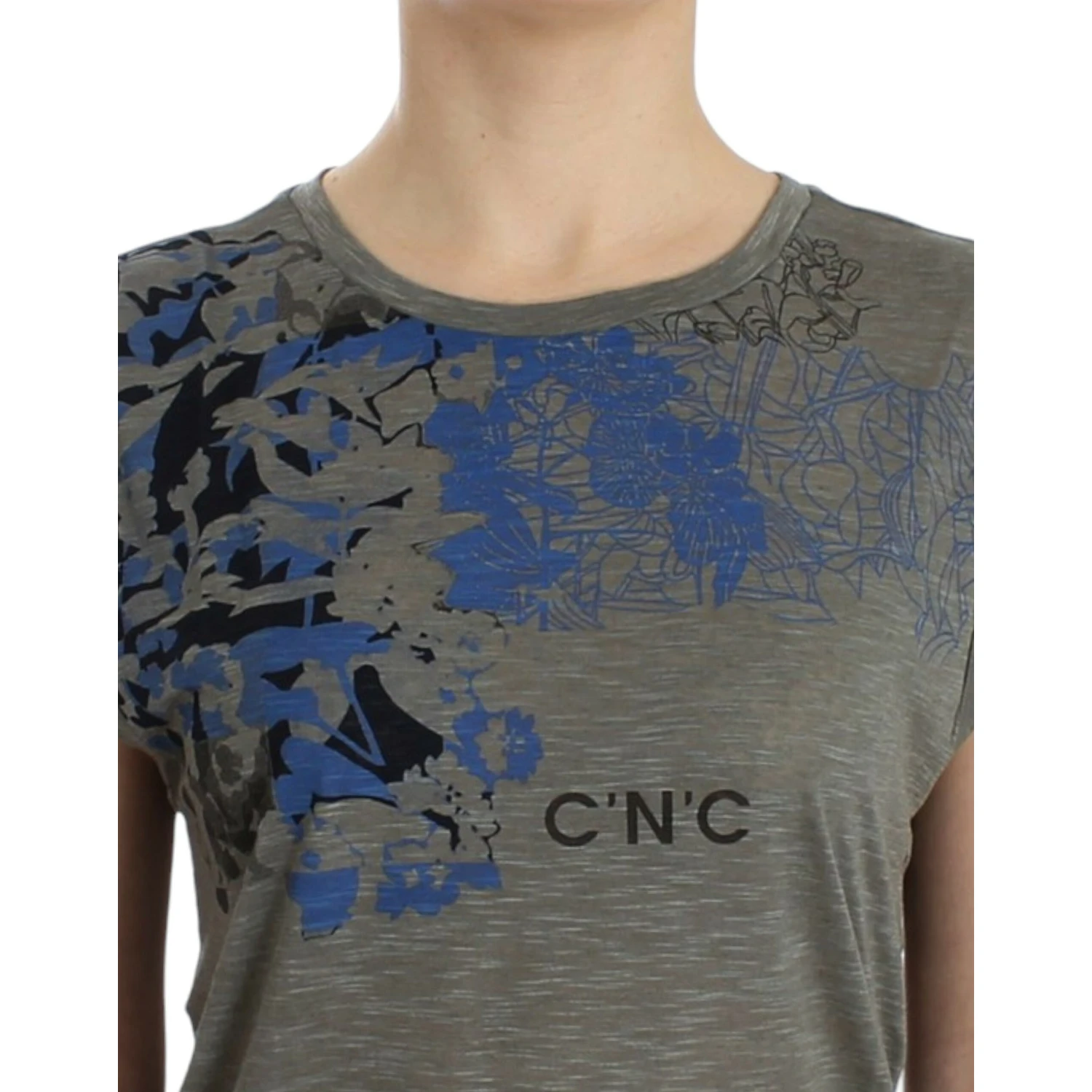 Gray print sleeveless t-shirt