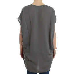 Gray V-neck long t-shirt
