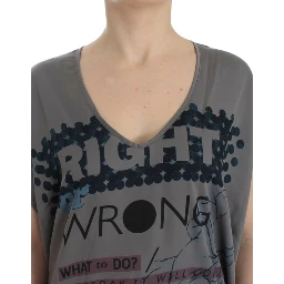 Gray V-neck long t-shirt