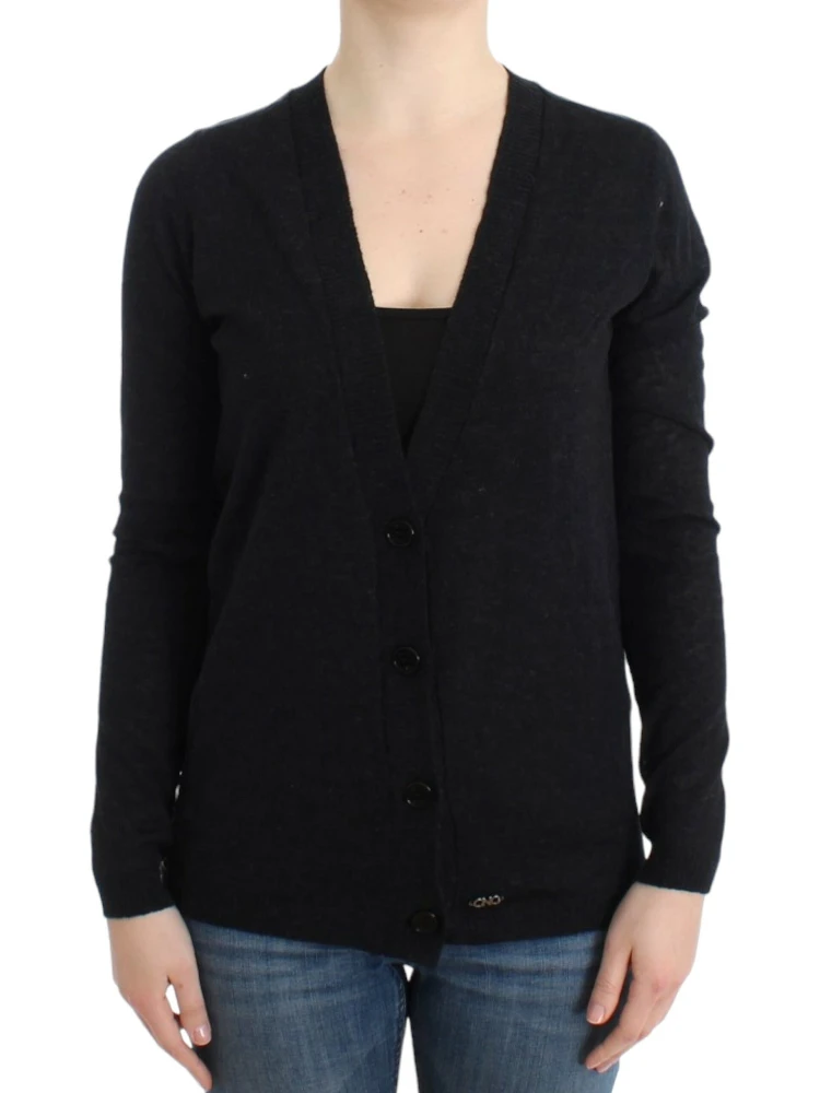 Gray wool alpaca cardigan