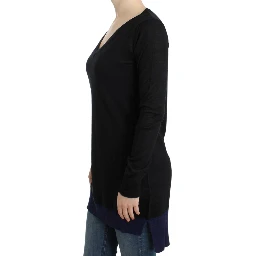 Black V-neck lightweight sweater