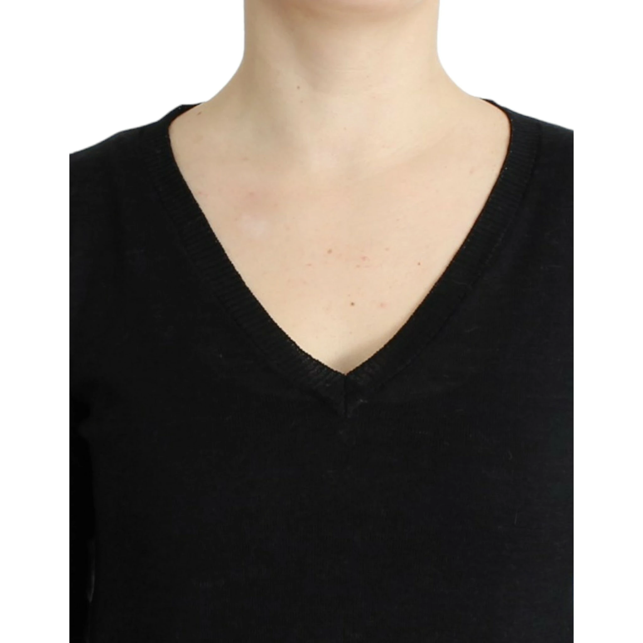 Black V-neck lightweight sweater