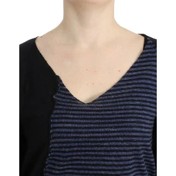 Striped V-neck Women's Sweater In Black