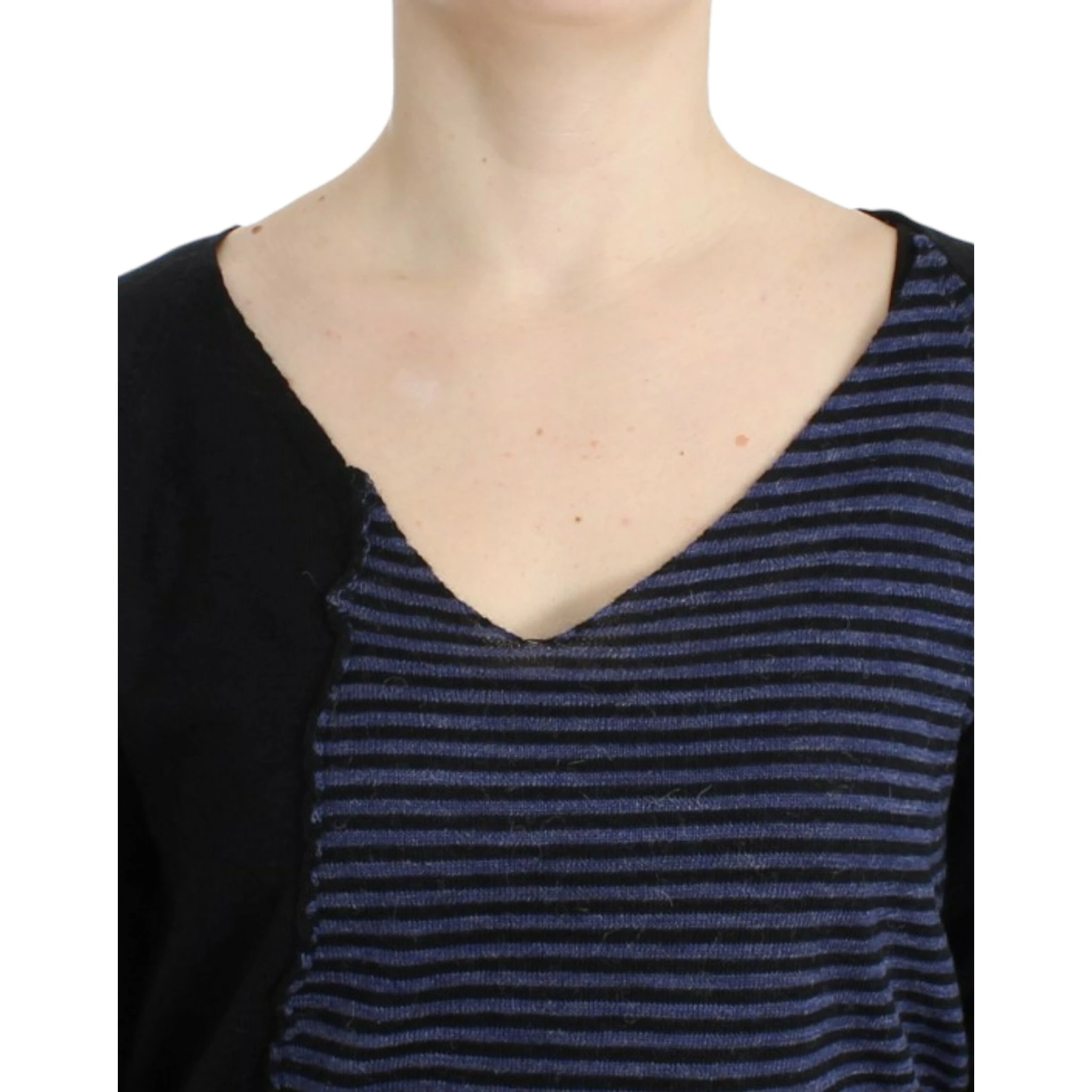Striped V-neck Women's Sweater In Black