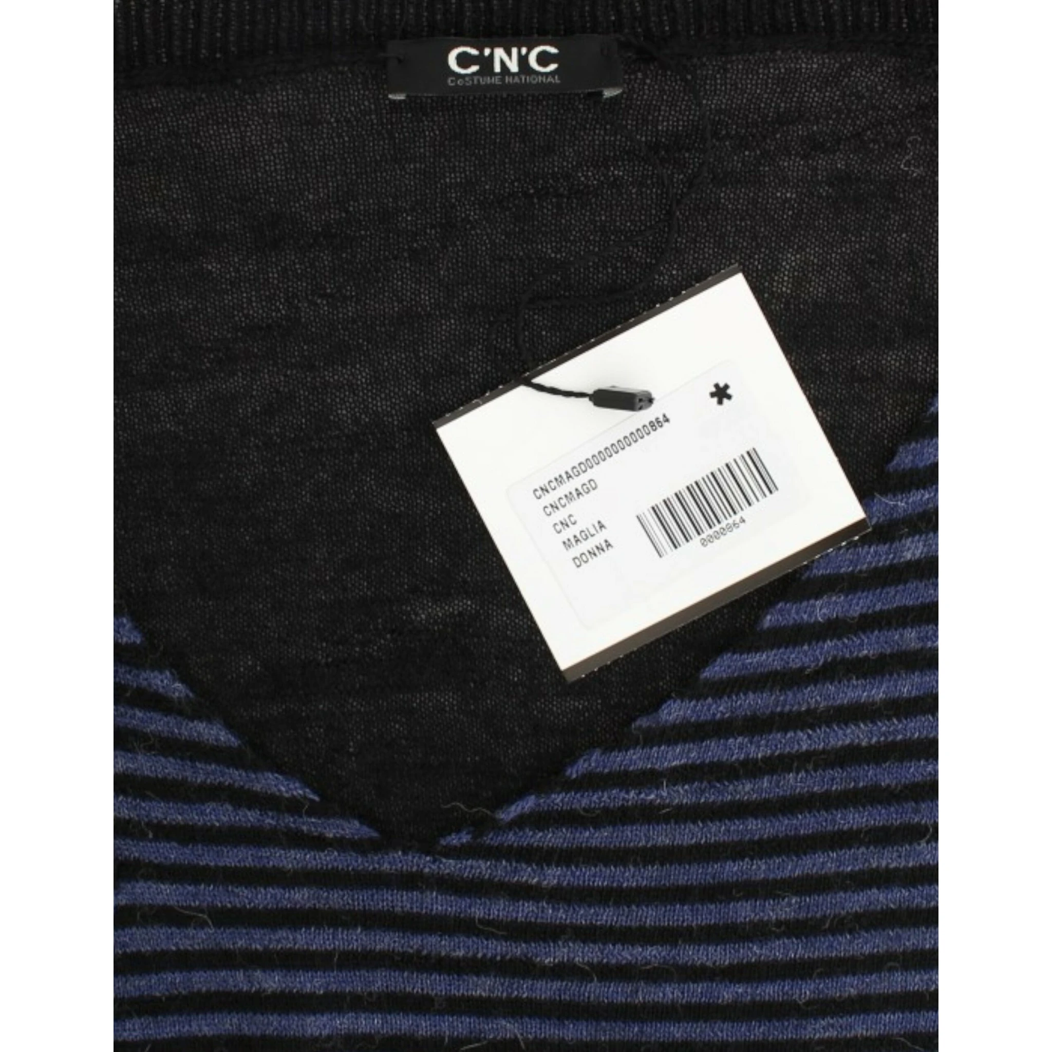 Striped V-neck Women's Sweater In Black