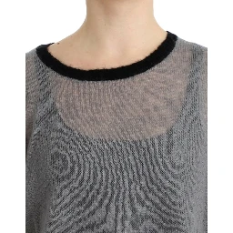 Chic Asymmetric Embellished Knit Sweater In Gray