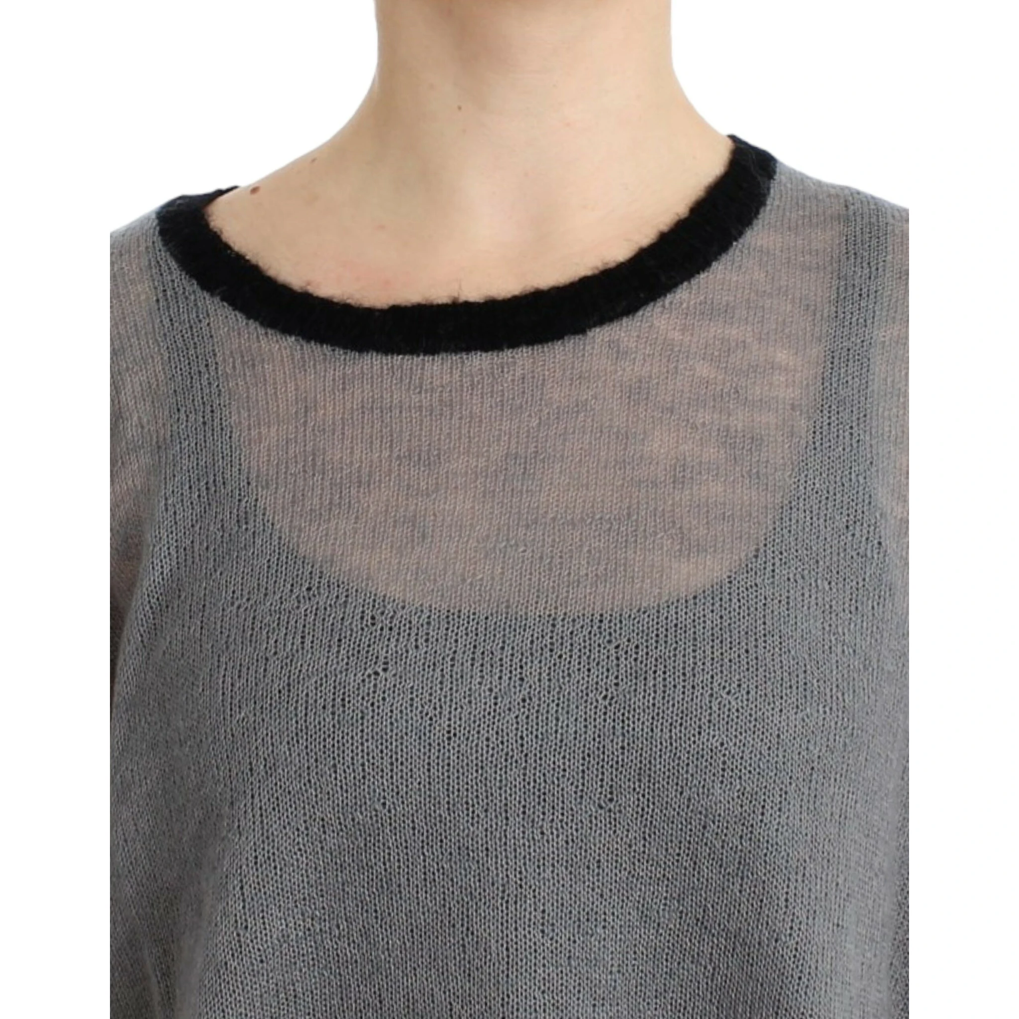Chic Asymmetric Embellished Knit Sweater In Gray