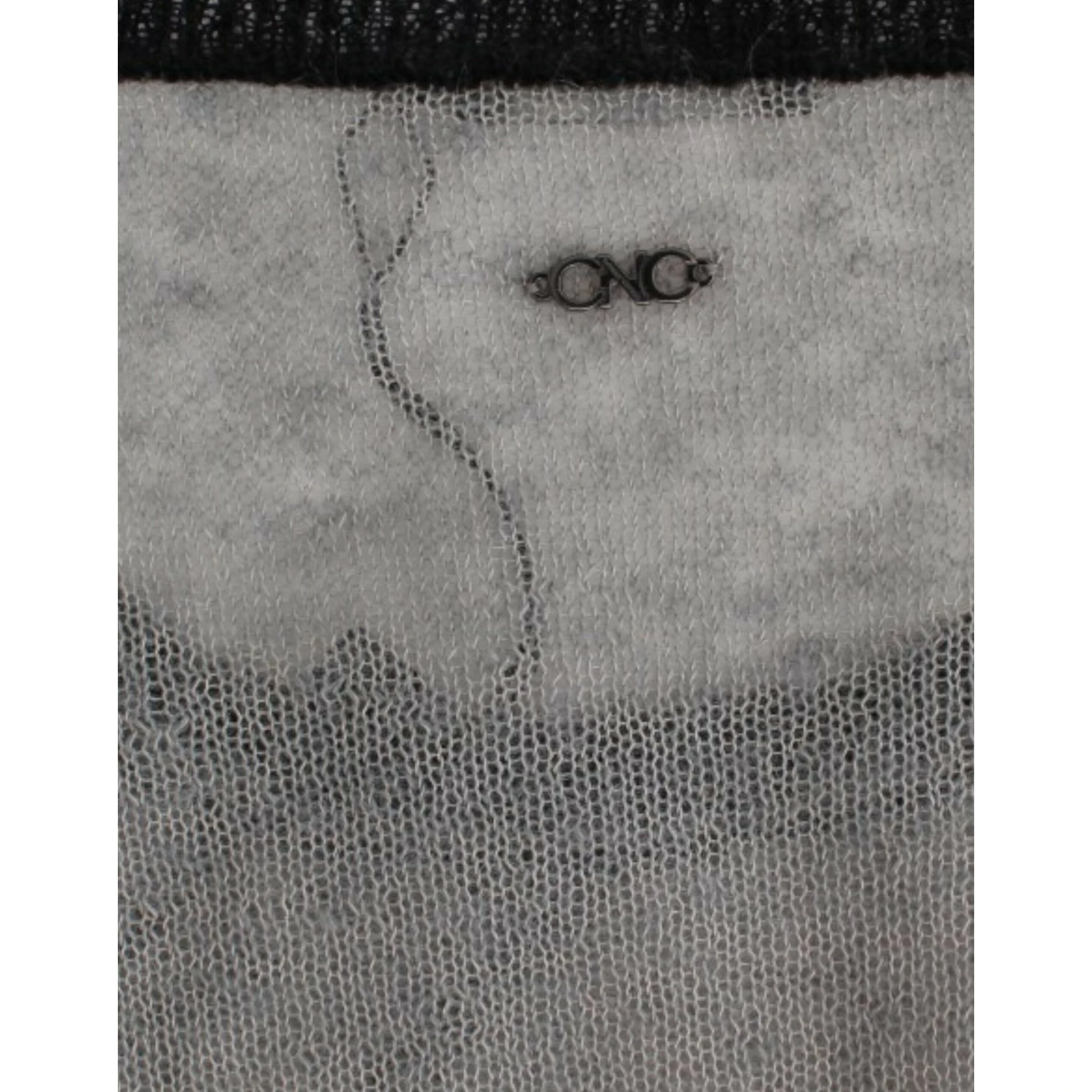 Chic Asymmetric Embellished Knit Sweater In Gray