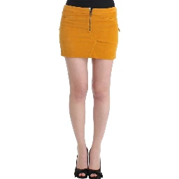 Yellow corduroy mini skirt