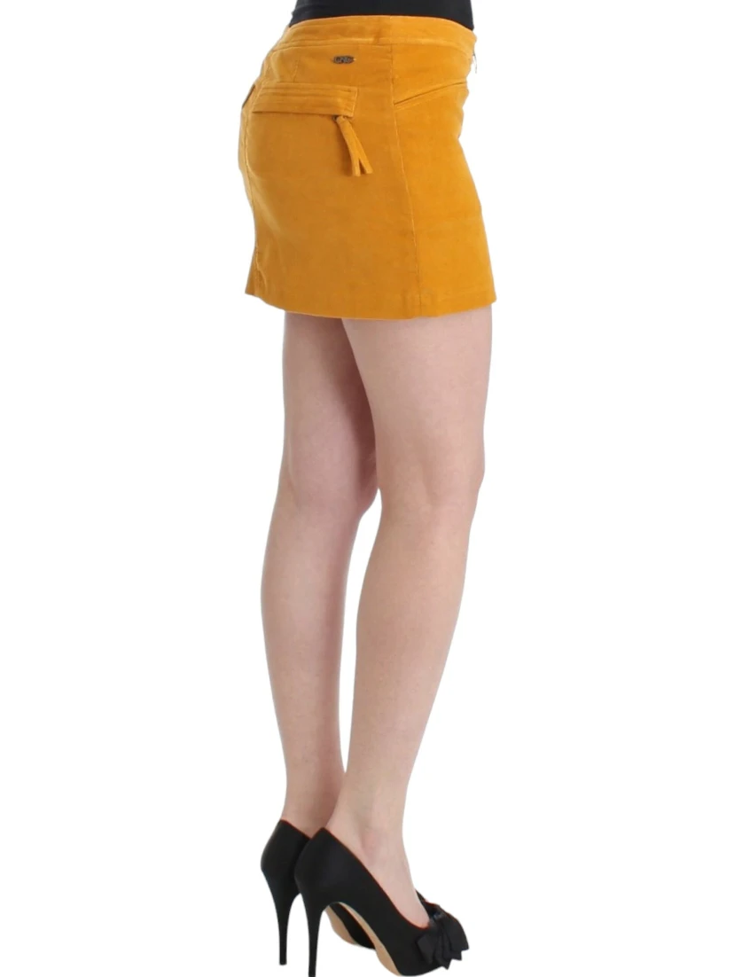 Yellow corduroy mini skirt