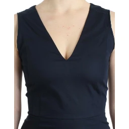 Chic Blue V-neck Knee-length Dress