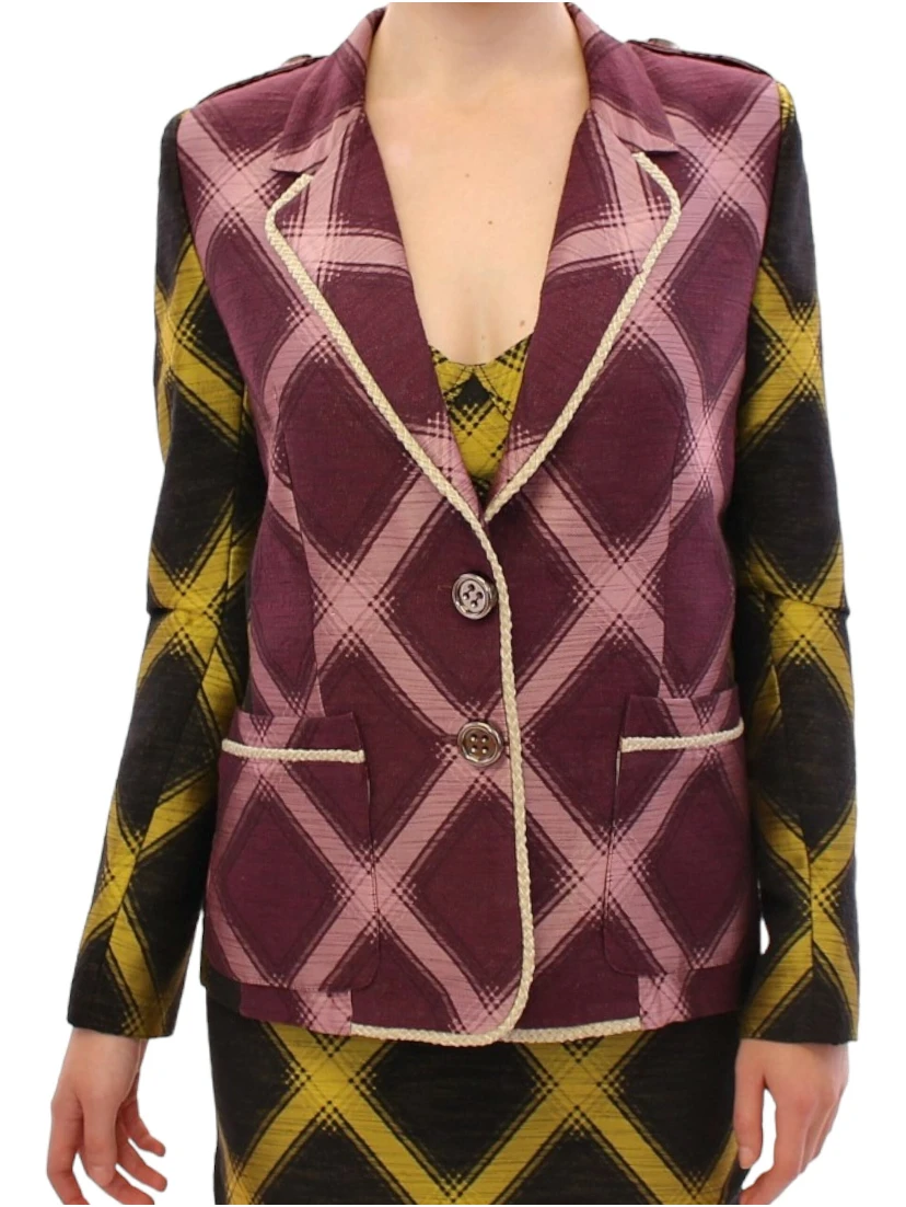 Purple checkered blazer jacket