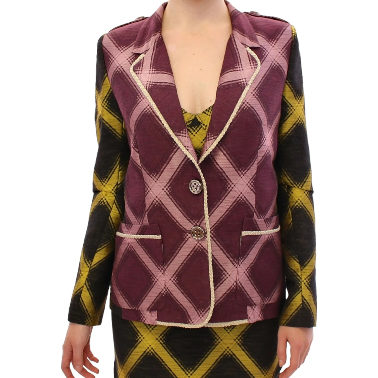 Purple checkered blazer jacket