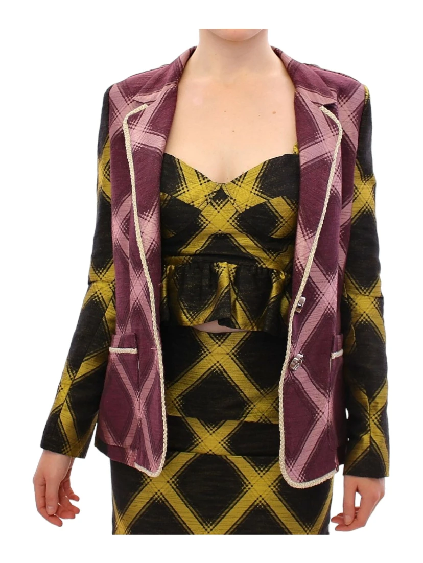 Purple checkered blazer jacket