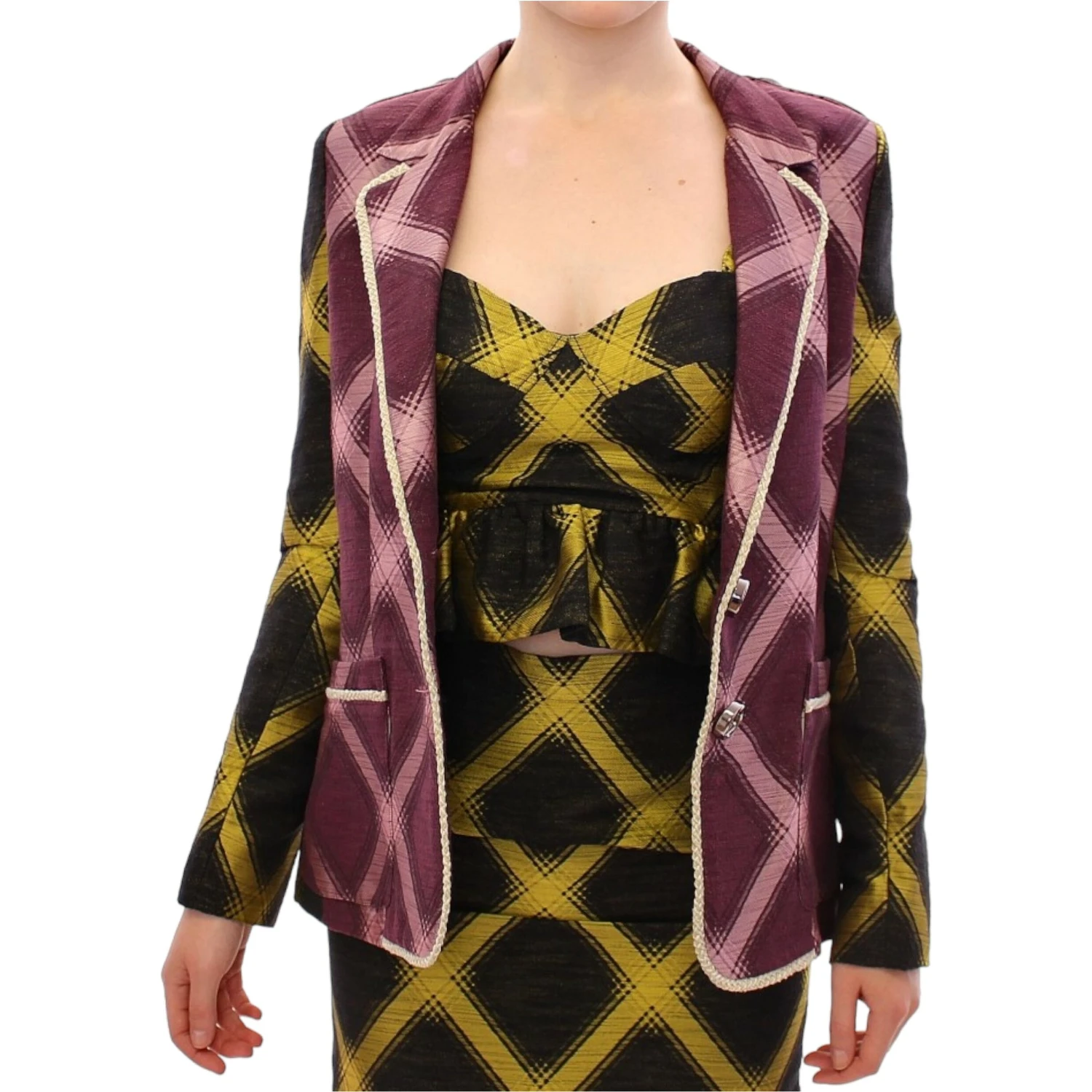 Purple checkered blazer jacket